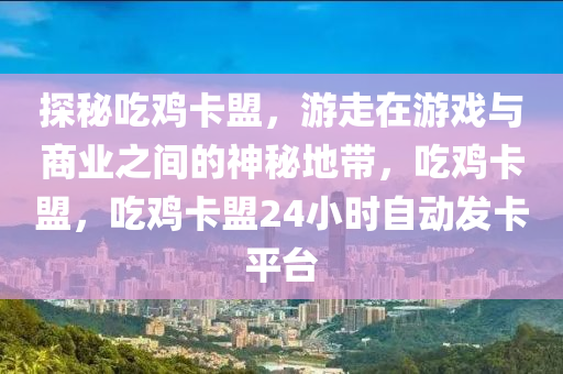探秘吃鸡卡盟，游走在游戏与商业之间的神秘地带，吃鸡卡盟，吃鸡卡盟24小时自动发卡平台