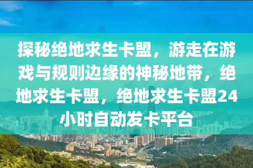 探秘绝地求生卡盟，游走在游戏与规则边缘的神秘地带，绝地求生卡盟，绝地求生卡盟24小时自动发卡平台