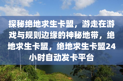 探秘绝地求生卡盟，游走在游戏与规则边缘的神秘地带，绝地求生卡盟，绝地求生卡盟24小时自动发卡平台