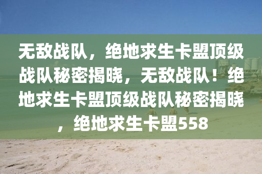无敌战队，绝地求生卡盟顶级战队秘密揭晓，无敌战队！绝地求生卡盟顶级战队秘密揭晓，绝地求生卡盟558