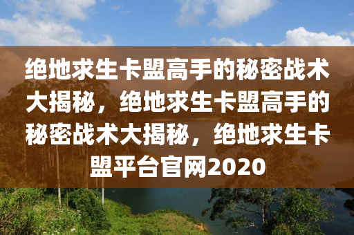 绝地求生卡盟高手的秘密战术大揭秘，绝地求生卡盟高手的秘密战术大揭秘，绝地求生卡盟平台官网2020
