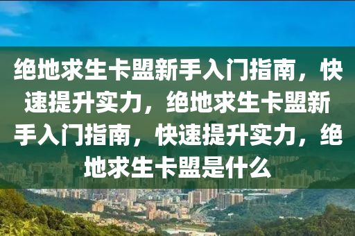 绝地求生卡盟新手入门指南，快速提升实力，绝地求生卡盟新手入门指南，快速提升实力，绝地求生卡盟是什么