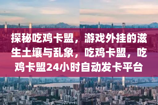 探秘吃鸡卡盟，游戏外挂的滋生土壤与乱象，吃鸡卡盟，吃鸡卡盟24小时自动发卡平台