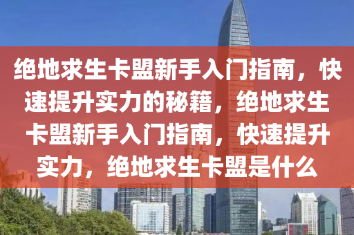 绝地求生卡盟新手入门指南，快速提升实力的秘籍，绝地求生卡盟新手入门指南，快速提升实力，绝地求生卡盟是什么