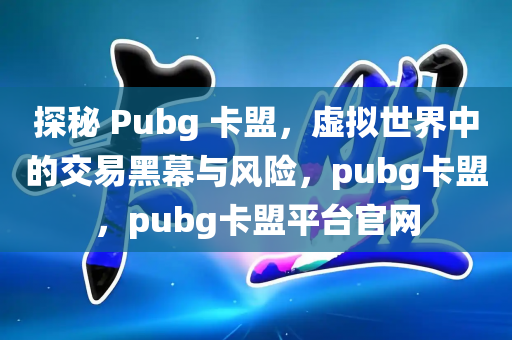 探秘 Pubg 卡盟，虚拟世界中的交易黑幕与风险，pubg卡盟，pubg卡盟平台官网