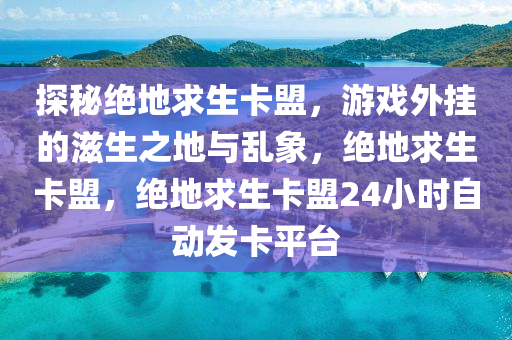 探秘绝地求生卡盟，游戏外挂的滋生之地与乱象，绝地求生卡盟，绝地求生卡盟24小时自动发卡平台