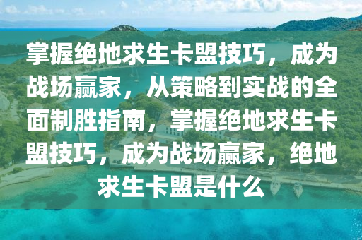 掌握绝地求生卡盟技巧，成为战场赢家，从策略到实战的全面制胜指南，掌握绝地求生卡盟技巧，成为战场赢家，绝地求生卡盟是什么