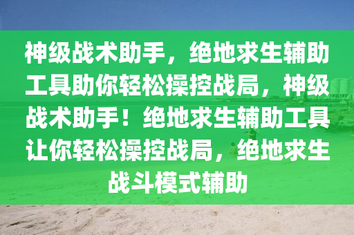 神级战术助手，绝地求生辅助工具助你轻松操控战局，神级战术助手！绝地求生辅助工具让你轻松操控战局，绝地求生战斗模式辅助