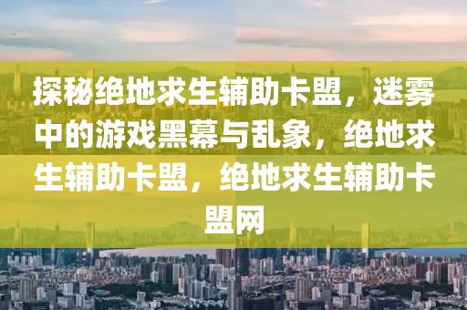 探秘绝地求生辅助卡盟，迷雾中的游戏黑幕与乱象，绝地求生辅助卡盟，绝地求生辅助卡盟网