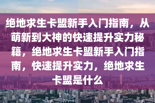 绝地求生卡盟新手入门指南，从萌新到大神的快速提升实力秘籍，绝地求生卡盟新手入门指南，快速提升实力，绝地求生卡盟是什么