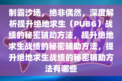 制霸沙场，绝非偶然，深度解析提升绝地求生（PUBG）战绩的秘密辅助方法，提升绝地求生战绩的秘密辅助方法，提升绝地求生战绩的秘密辅助方法有哪些