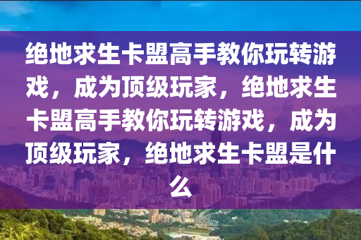 绝地求生卡盟高手教你玩转游戏，成为顶级玩家，绝地求生卡盟高手教你玩转游戏，成为顶级玩家，绝地求生卡盟是什么