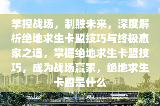 掌控战场，制胜未来，深度解析绝地求生卡盟技巧与终极赢家之道，掌握绝地求生卡盟技巧，成为战场赢家，绝地求生卡盟是什么