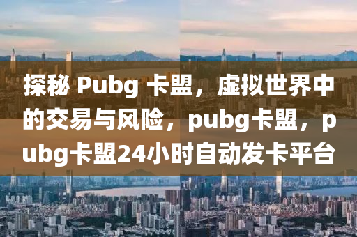 探秘 Pubg 卡盟，虚拟世界中的交易与风险，pubg卡盟，pubg卡盟24小时自动发卡平台