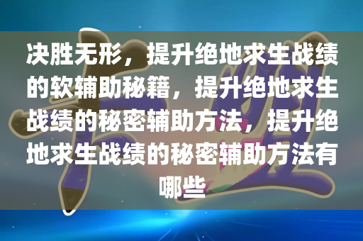决胜无形，提升绝地求生战绩的软辅助秘籍，提升绝地求生战绩的秘密辅助方法，提升绝地求生战绩的秘密辅助方法有哪些