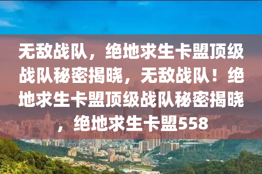 无敌战队，绝地求生卡盟顶级战队秘密揭晓，无敌战队！绝地求生卡盟顶级战队秘密揭晓，绝地求生卡盟558