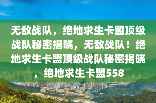 无敌战队，绝地求生卡盟顶级战队秘密揭晓，无敌战队！绝地求生卡盟顶级战队秘密揭晓，绝地求生卡盟558