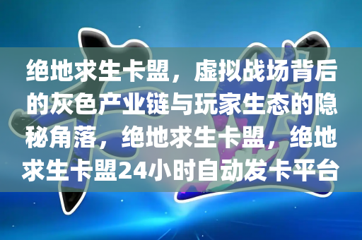 绝地求生卡盟，虚拟战场背后的灰色产业链与玩家生态的隐秘角落，绝地求生卡盟，绝地求生卡盟24小时自动发卡平台