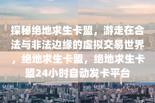 探秘绝地求生卡盟，游走在合法与非法边缘的虚拟交易世界，绝地求生卡盟，绝地求生卡盟24小时自动发卡平台