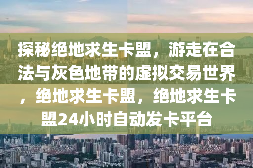 探秘绝地求生卡盟，游走在合法与灰色地带的虚拟交易世界，绝地求生卡盟，绝地求生卡盟24小时自动发卡平台