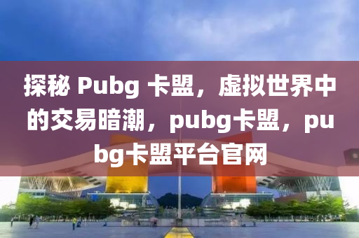 探秘 Pubg 卡盟，虚拟世界中的交易暗潮，pubg卡盟，pubg卡盟平台官网