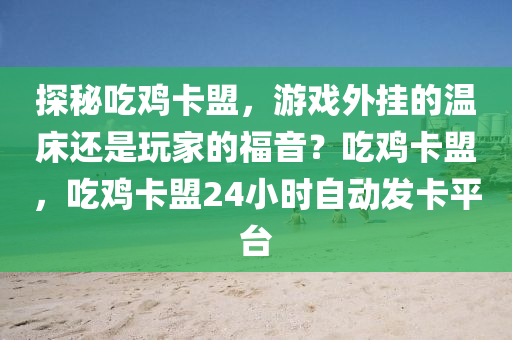 探秘吃鸡卡盟，游戏外挂的温床还是玩家的福音？吃鸡卡盟，吃鸡卡盟24小时自动发卡平台