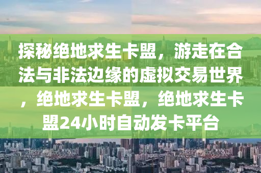 探秘绝地求生卡盟，游走在合法与非法边缘的虚拟交易世界，绝地求生卡盟，绝地求生卡盟24小时自动发卡平台