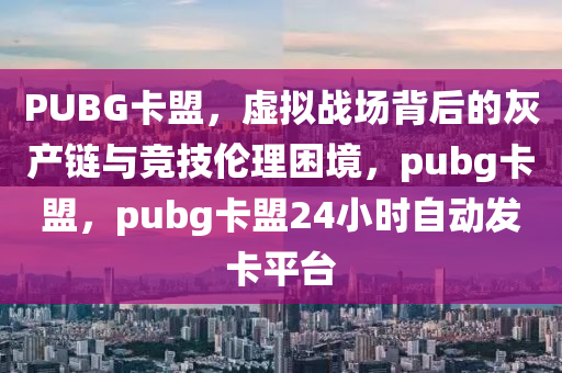 PUBG卡盟，虚拟战场背后的灰产链与竞技伦理困境，pubg卡盟，pubg卡盟24小时自动发卡平台