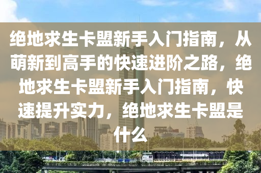 绝地求生卡盟新手入门指南，从萌新到高手的快速进阶之路，绝地求生卡盟新手入门指南，快速提升实力，绝地求生卡盟是什么