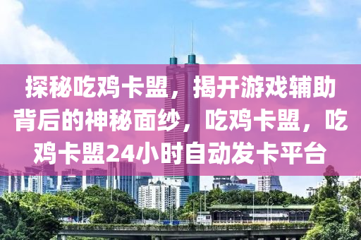 探秘吃鸡卡盟，揭开游戏辅助背后的神秘面纱，吃鸡卡盟，吃鸡卡盟24小时自动发卡平台