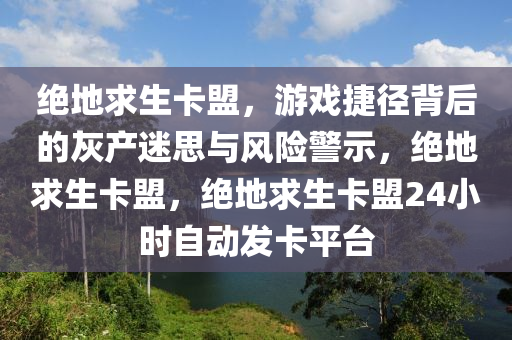 绝地求生卡盟，游戏捷径背后的灰产迷思与风险警示，绝地求生卡盟，绝地求生卡盟24小时自动发卡平台