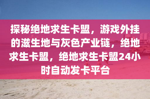 探秘绝地求生卡盟，游戏外挂的滋生地与灰色产业链，绝地求生卡盟，绝地求生卡盟24小时自动发卡平台