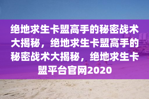 绝地求生卡盟高手的秘密战术大揭秘，绝地求生卡盟高手的秘密战术大揭秘，绝地求生卡盟平台官网2020