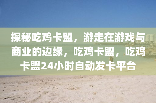 探秘吃鸡卡盟，游走在游戏与商业的边缘，吃鸡卡盟，吃鸡卡盟24小时自动发卡平台