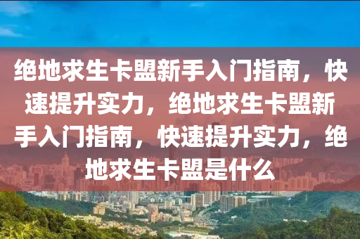 绝地求生卡盟新手入门指南，快速提升实力，绝地求生卡盟新手入门指南，快速提升实力，绝地求生卡盟是什么