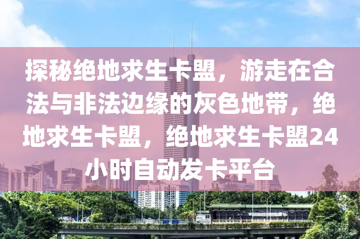 探秘绝地求生卡盟，游走在合法与非法边缘的灰色地带，绝地求生卡盟，绝地求生卡盟24小时自动发卡平台