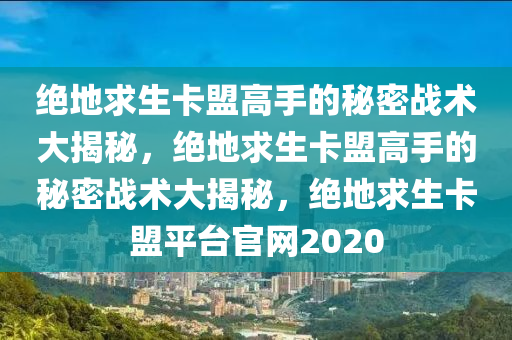 绝地求生卡盟高手的秘密战术大揭秘，绝地求生卡盟高手的秘密战术大揭秘，绝地求生卡盟平台官网2020