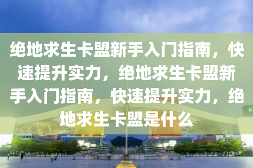 绝地求生卡盟新手入门指南，快速提升实力，绝地求生卡盟新手入门指南，快速提升实力，绝地求生卡盟是什么