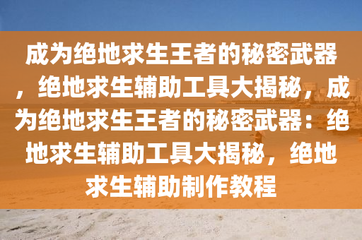 成为绝地求生王者的秘密武器，绝地求生辅助工具大揭秘，成为绝地求生王者的秘密武器：绝地求生辅助工具大揭秘，绝地求生辅助制作教程