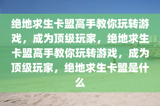 绝地求生卡盟高手教你玩转游戏，成为顶级玩家，绝地求生卡盟高手教你玩转游戏，成为顶级玩家，绝地求生卡盟是什么