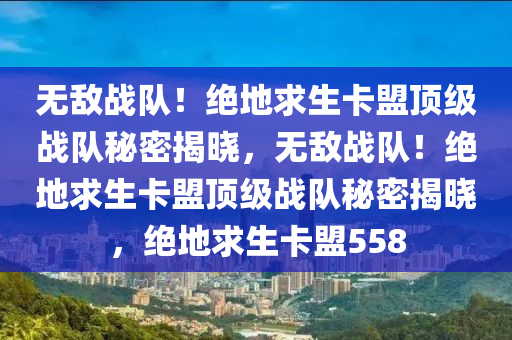 无敌战队！绝地求生卡盟顶级战队秘密揭晓，无敌战队！绝地求生卡盟顶级战队秘密揭晓，绝地求生卡盟558