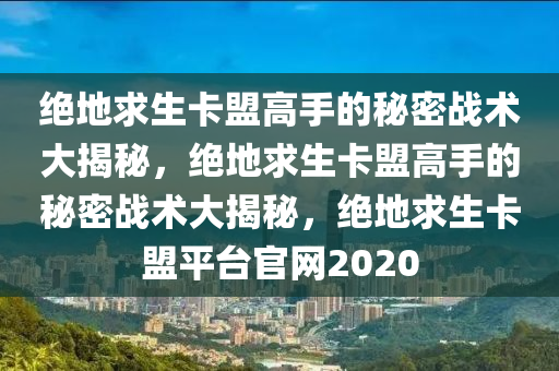 绝地求生卡盟高手的秘密战术大揭秘，绝地求生卡盟高手的秘密战术大揭秘，绝地求生卡盟平台官网2020