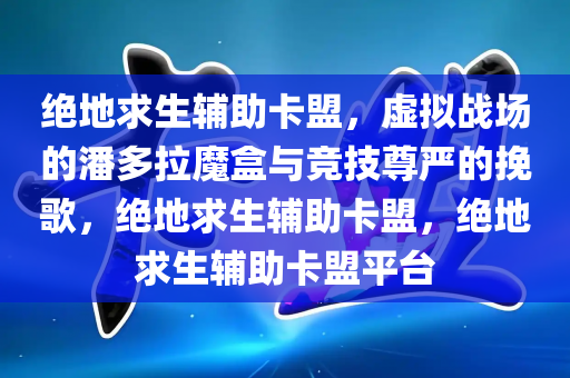 绝地求生辅助卡盟，虚拟战场的潘多拉魔盒与竞技尊严的挽歌，绝地求生辅助卡盟，绝地求生辅助卡盟平台