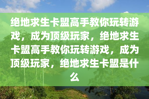 绝地求生卡盟高手教你玩转游戏，成为顶级玩家，绝地求生卡盟高手教你玩转游戏，成为顶级玩家，绝地求生卡盟是什么