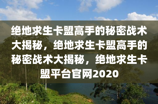 绝地求生卡盟高手的秘密战术大揭秘，绝地求生卡盟高手的秘密战术大揭秘，绝地求生卡盟平台官网2020