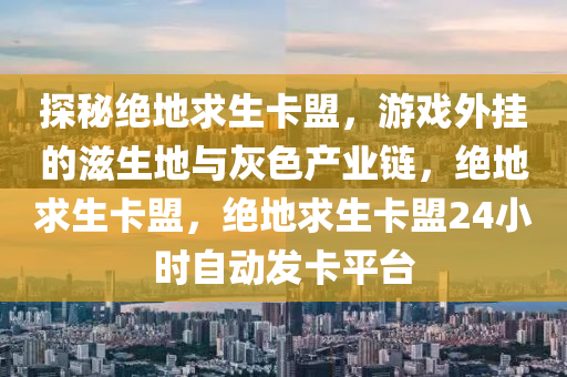 探秘绝地求生卡盟，游戏外挂的滋生地与灰色产业链，绝地求生卡盟，绝地求生卡盟24小时自动发卡平台