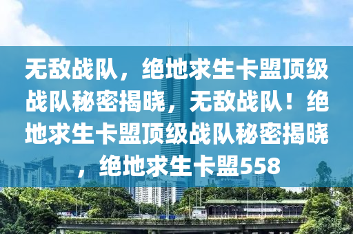 无敌战队，绝地求生卡盟顶级战队秘密揭晓，无敌战队！绝地求生卡盟顶级战队秘密揭晓，绝地求生卡盟558