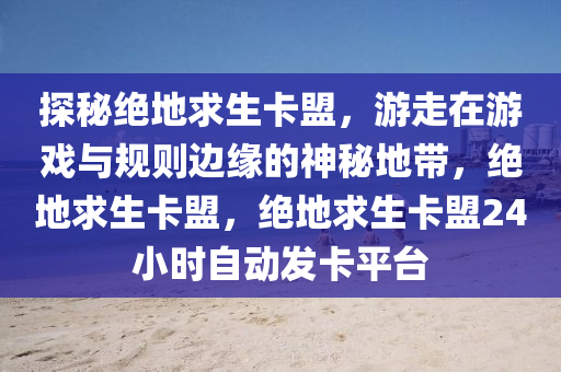 探秘绝地求生卡盟，游走在游戏与规则边缘的神秘地带，绝地求生卡盟，绝地求生卡盟24小时自动发卡平台