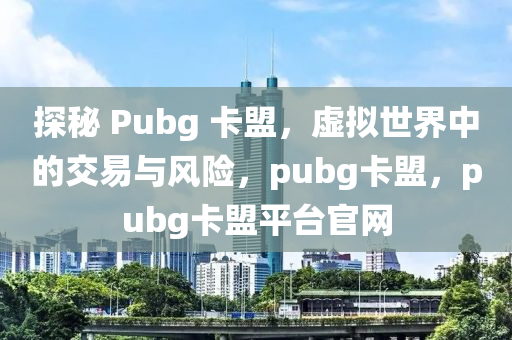 探秘 Pubg 卡盟，虚拟世界中的交易与风险，pubg卡盟，pubg卡盟平台官网