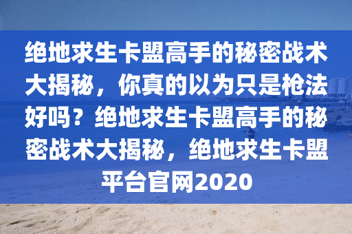 绝地求生卡盟高手的秘密战术大揭秘，你真的以为只是枪法好吗？绝地求生卡盟高手的秘密战术大揭秘，绝地求生卡盟平台官网2020